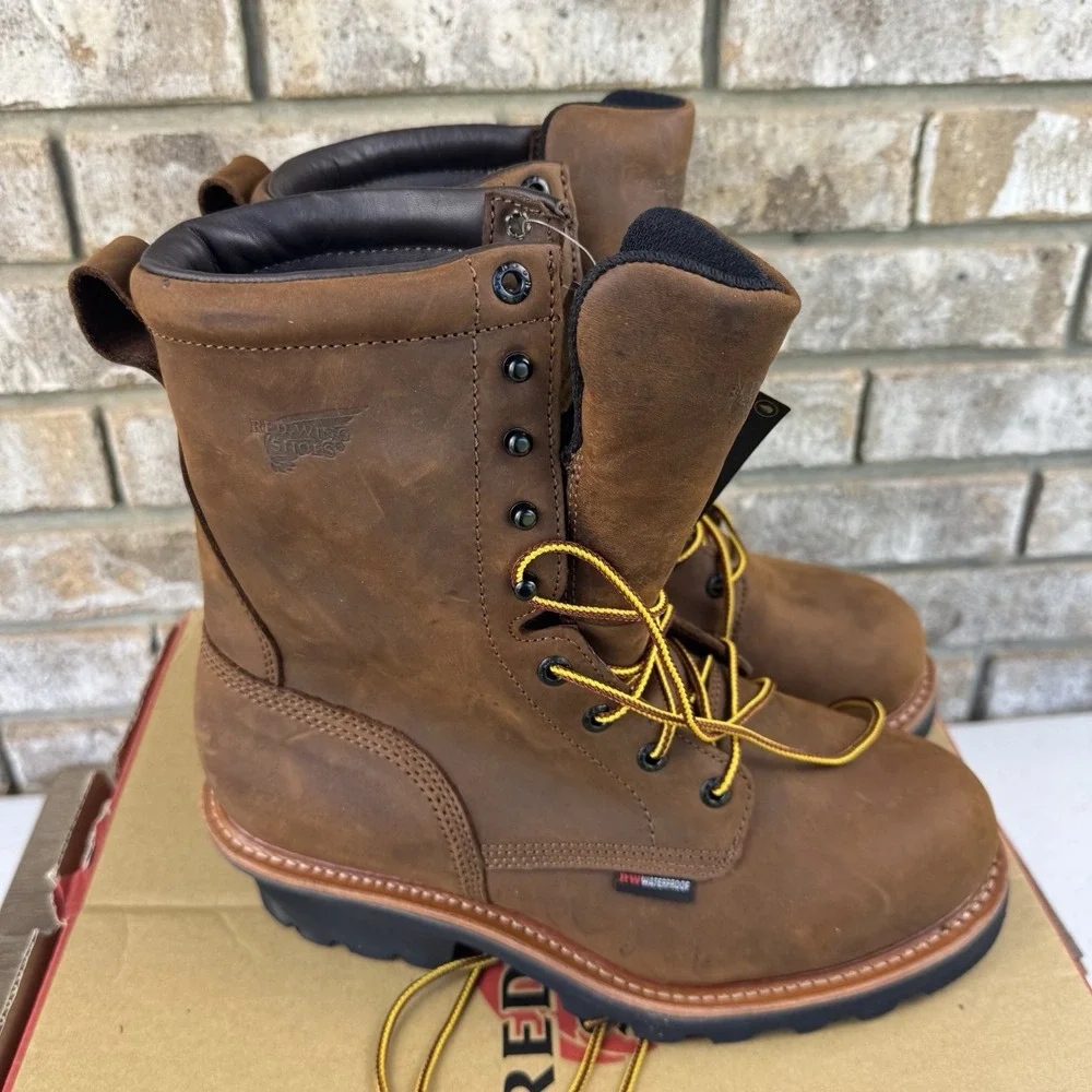 Red Wing Shoes 4417 LoggerMax Leather Work Boots Steel Toe Brown Sz 8D